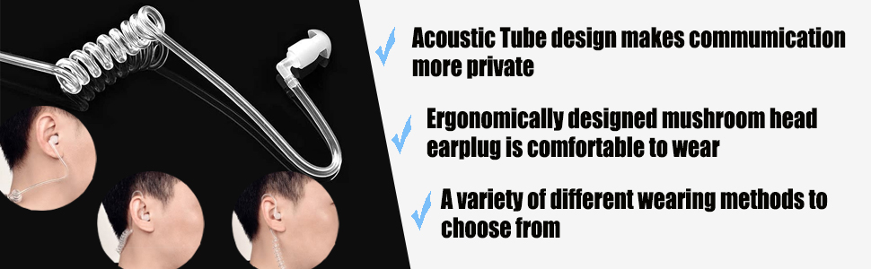 Throat Mic Walkie Talkie Earpiece with Acoustic Tube