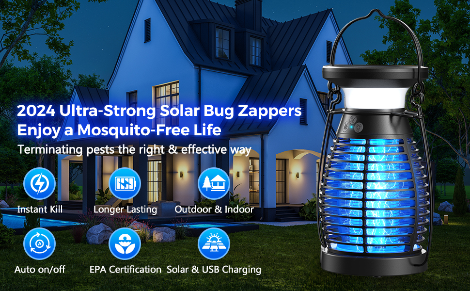 Solar Bug Zapper, Mosquito Zapper Outdoor, Cordless Bug