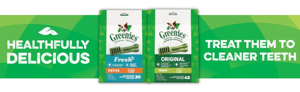 Greenies Dental Treats. Healthfully Delicious. Treat them to cleaner teeth