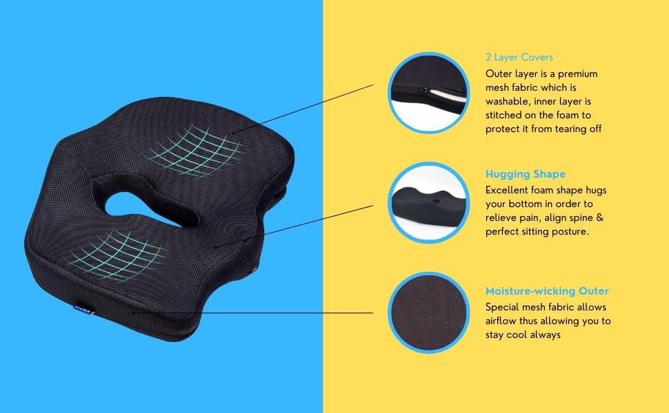 Proliva Memory Foam Seat Cushions Office Chair Seat Cushion for