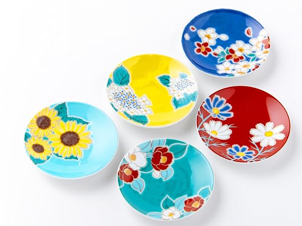 Amazon | 九谷焼 縁起豆皿 (四季の花) 小皿 花柄 絵皿 5枚セット