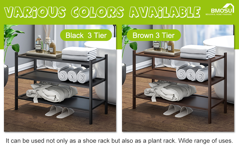 BMOSU 3Tier Bamboo Shoe Rack Premium Stackable Shoe Shelf