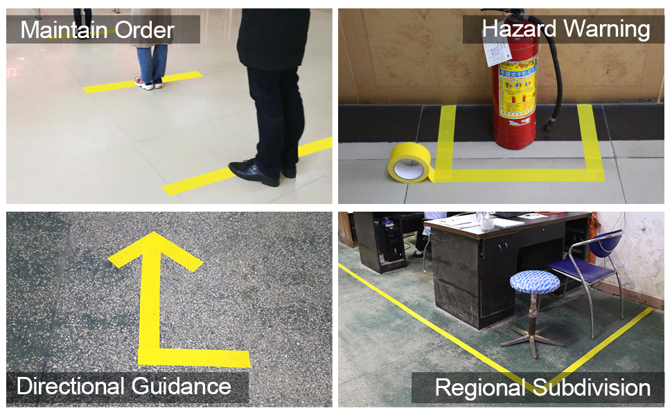 BOMEI PACK Yellow Safety Tape, Floor Hazard Marking Tape for Caution