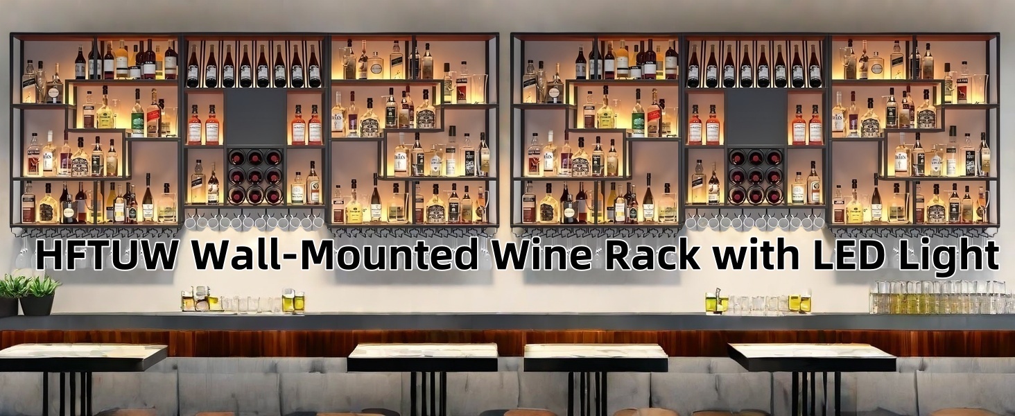 Wine Rack Wall Mounted with Glass Holder