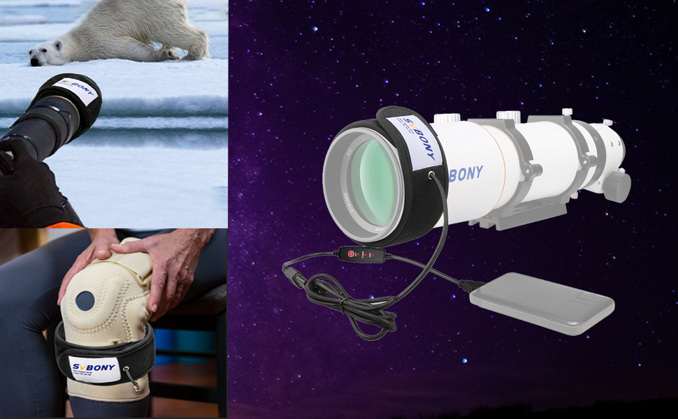 SVBONY SV172 Lens Warmer, 400mm Lens Heater Warmer Dew, 3 Gear