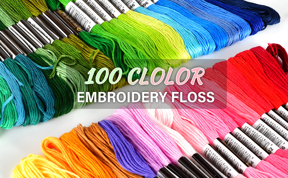 Embroidery Floss 100 Skeins Per Pack with Cotton for Cross Stitch