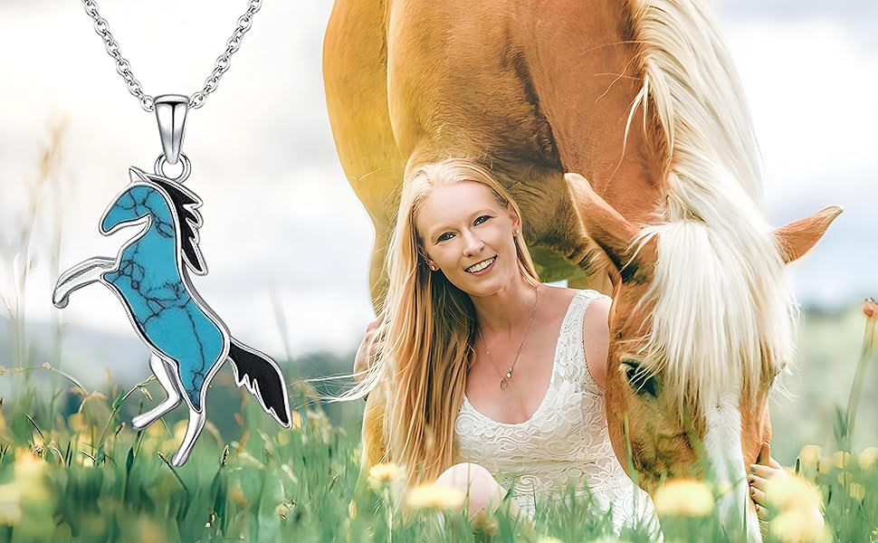 Amazon.com: SHINYKEND 925 Sterling Silver Turquoise Horse