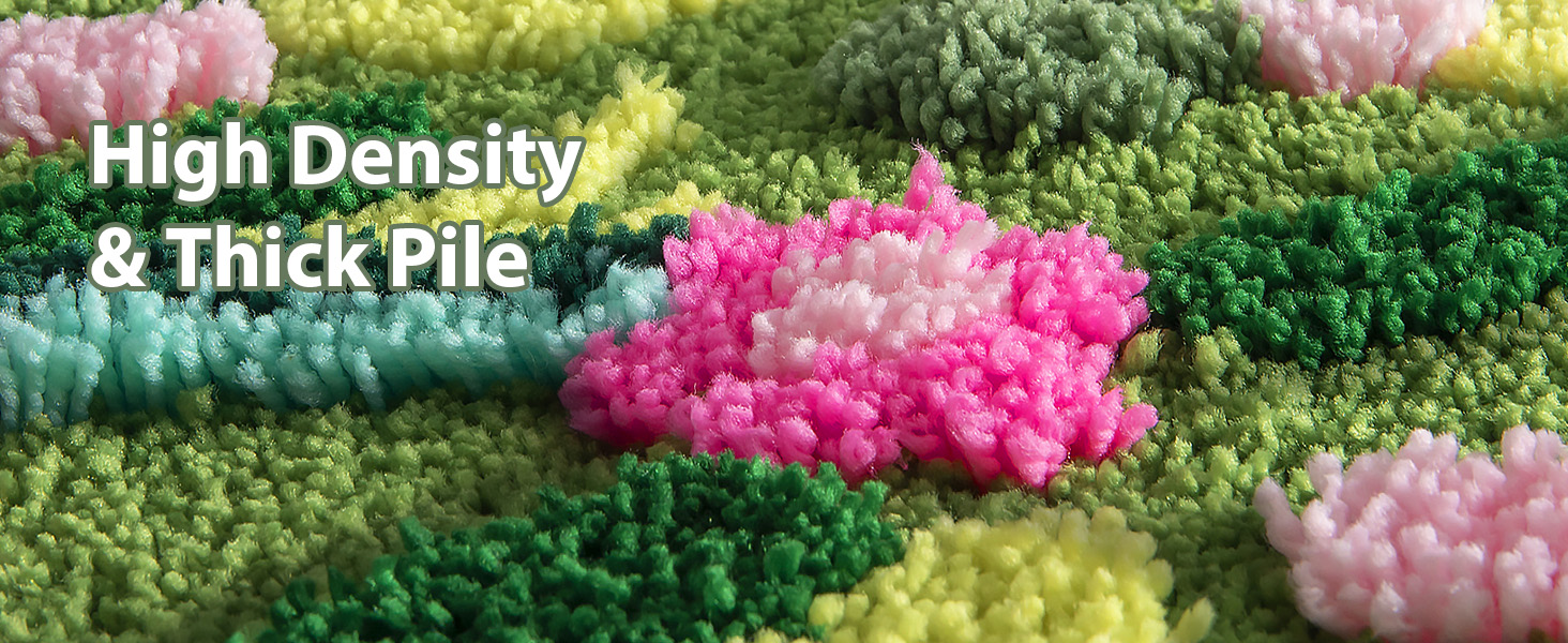 Green Moss Bathroom Flower Rug Bath Mat Non Slip Soft Absorbent Boho Bath Rugs Bathroom Floor Shower