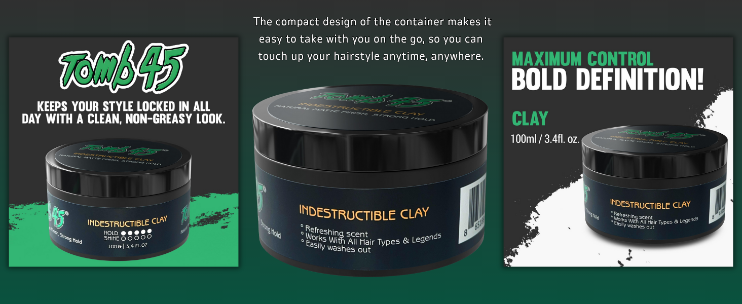 hair styling clay matte finish strong hold medium hold flexible hold water based non greasy