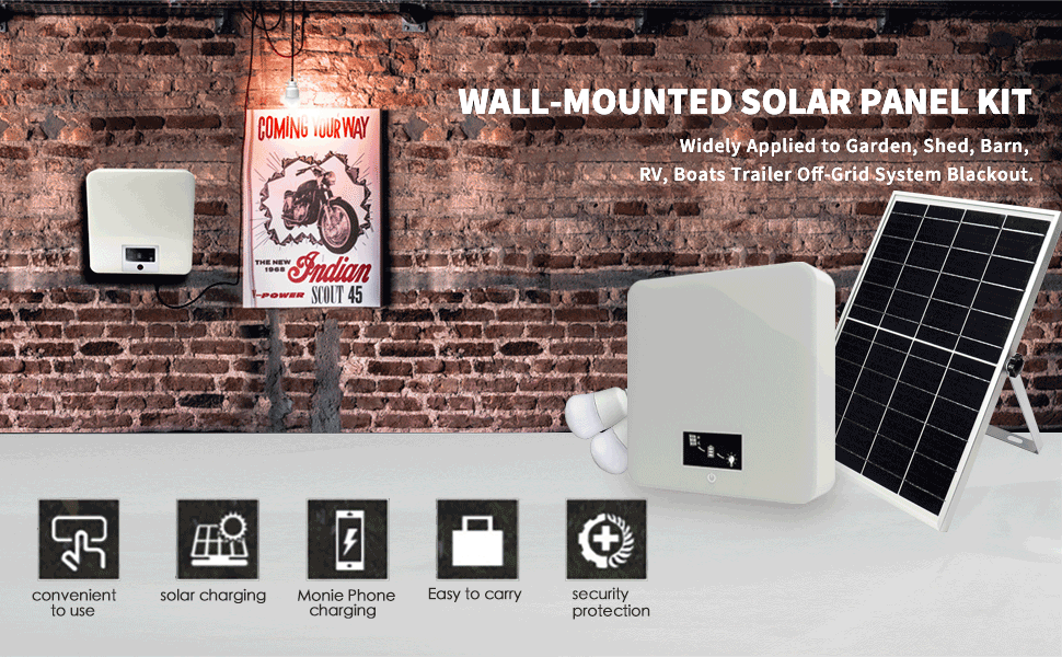 Solar Panel Kit,Solar Generator for Garden,Shed,Barn,RV,Boats Trailer Off-Grid System Blackout