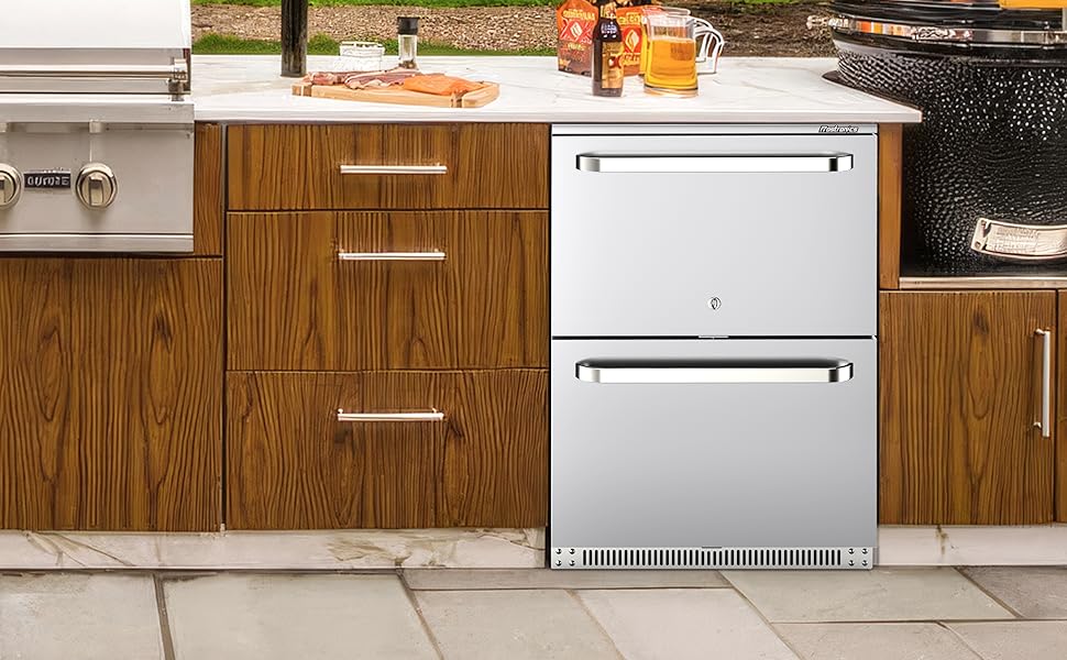 茶 bk Frostronics 24 Inch 186 cans Outdoor Drawer Refrigerator