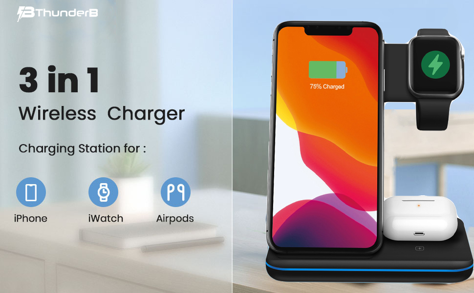 Wireless Charger Station for iPhone 14, 13, 12, 11, X, 8