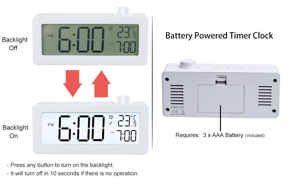 Digital Timer Clock with Temperature AIMILAR Knob Setting Count Up/Count Down