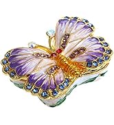 YU FENG Butterfly Trinket Box Hinged Small Jewelry Bejeweled Trinket Boxes Figurine Collectible G...