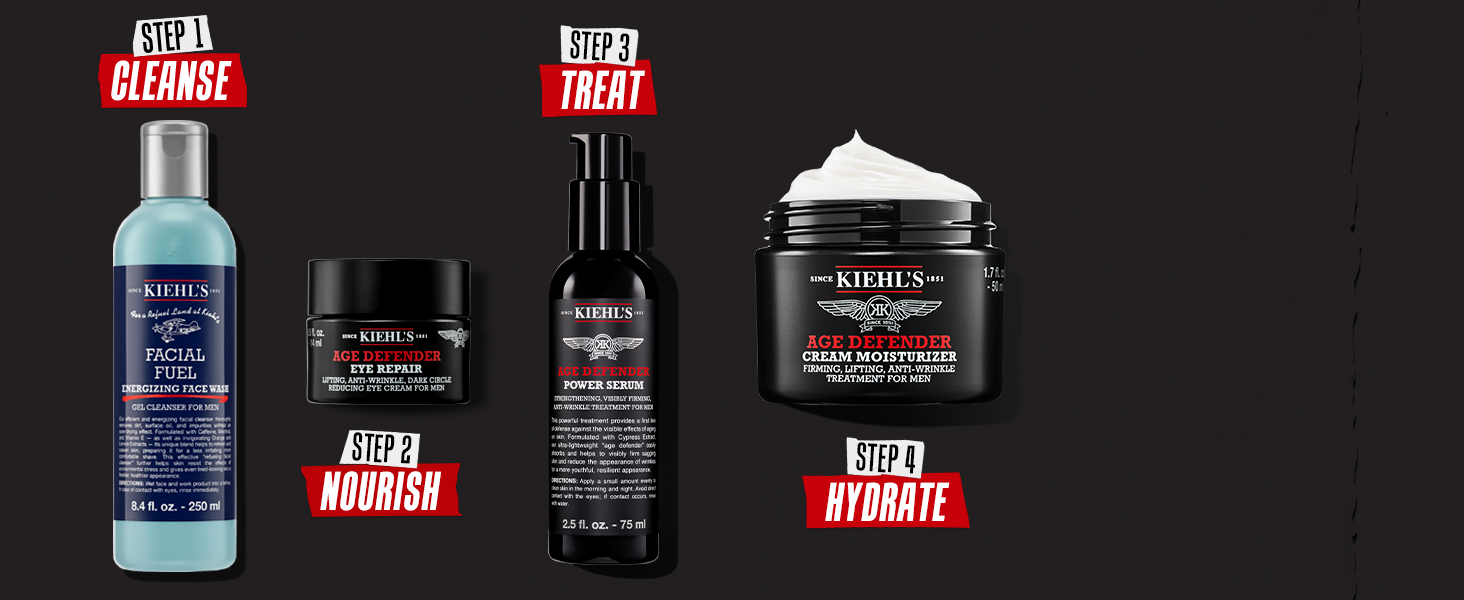 kiehls age defender face moisturizer facial cream for men anti aging toner serum eye cream