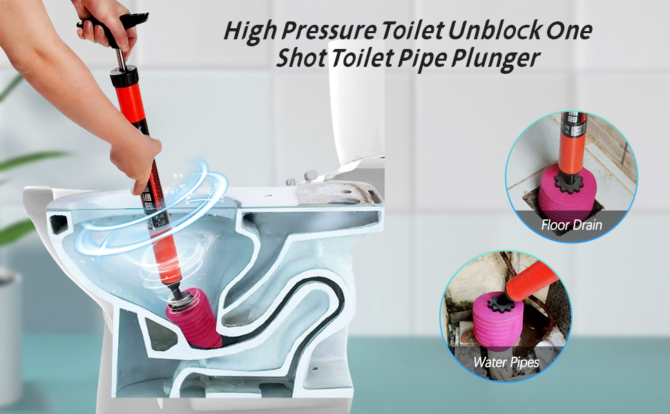 High Pressure Toilet Unblock One Shot Toilet Pipe Plunger, High