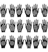 Mzstgh Henna Tattoo Stencils Kit, 18 Sheets Self-Adhesive Templates, Indian Mehndi Designs for Ha...