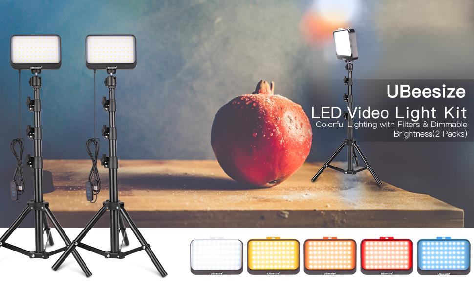 UBeesize LED Video Light Kit, 2Pcs Dimmable Continuous Portable