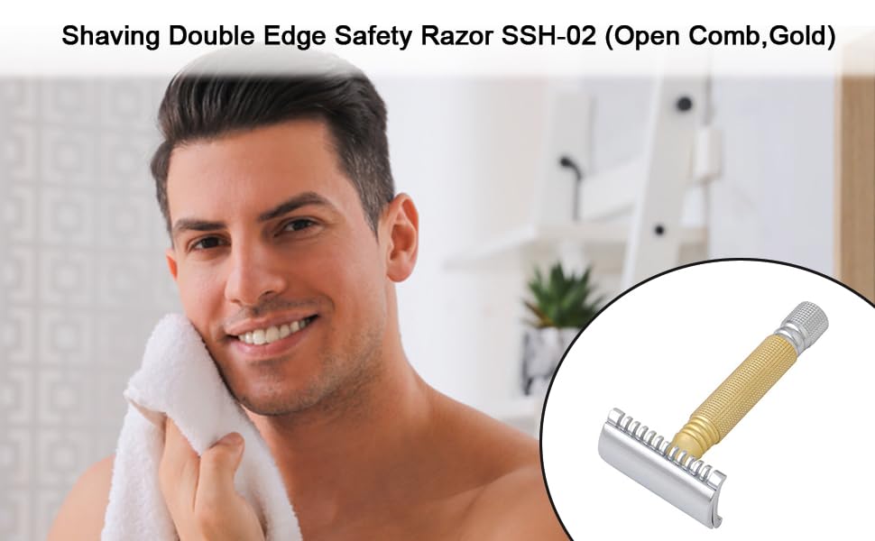 Pearl Shaving Double Edge Safety Razor SSH02 (Open Comb,Gold) Amazon.in Health & Personal Care