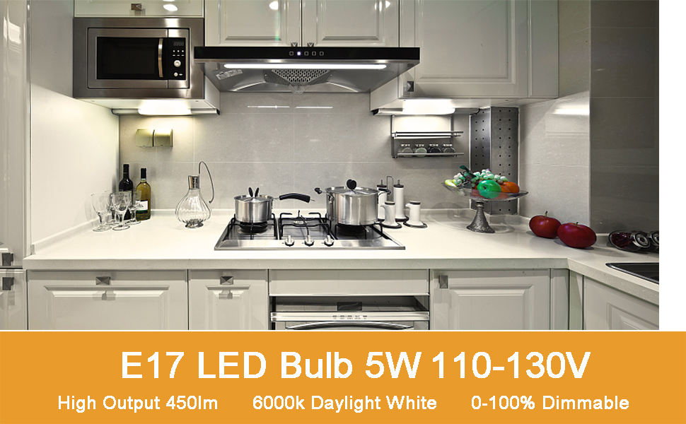 E17 LED Bulb Dimmable, 5W Microwave Oven Bulb, Daylight White 6000K