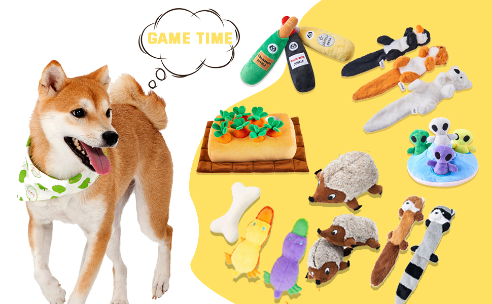 JOYELF Plush Squeaky Dog Toys,No Stuffing Dog Toys for Medium Dogs and