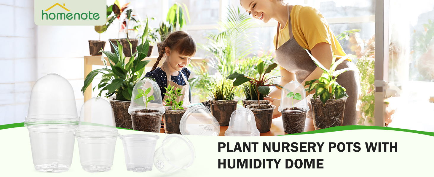 homenote Clear Nursery Pots for Plants with Humidity Domes,3.5 Inch Plant Pot for