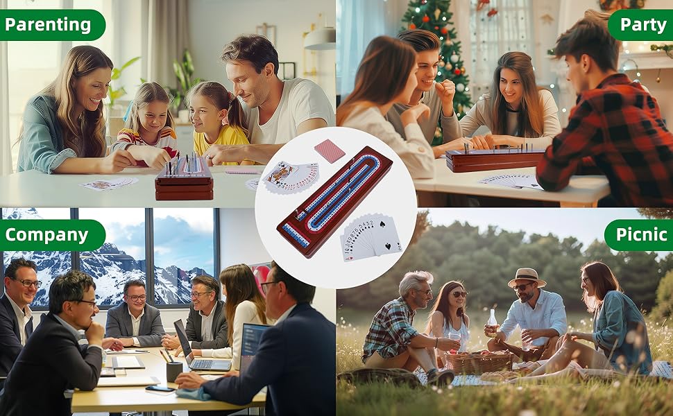 Large Wooden Cribbage Board Game