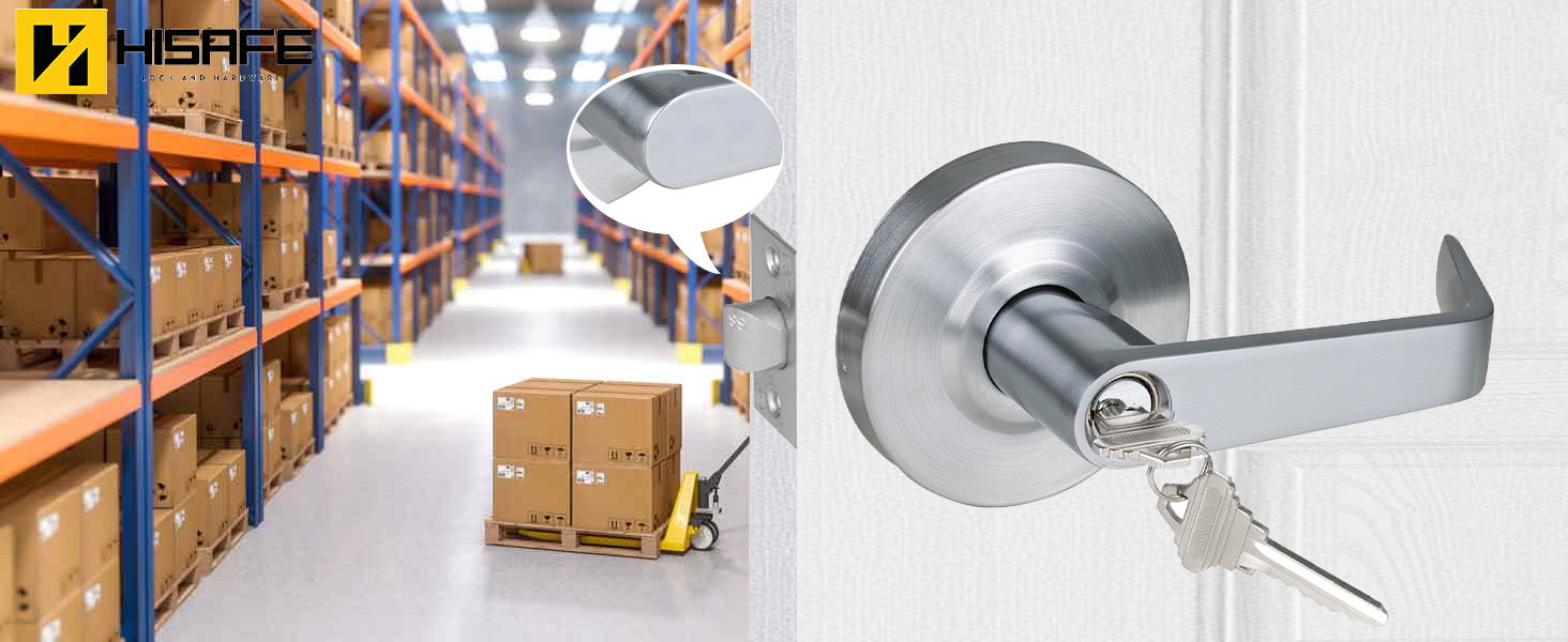 HISAFE Heavy Duty Commercial Storeroom Door Lever, Grade 2 ADA Door