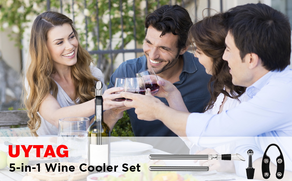 Wine Cooler, 5in1 Wine Chiller with Stainless Steel Wine Pouer and