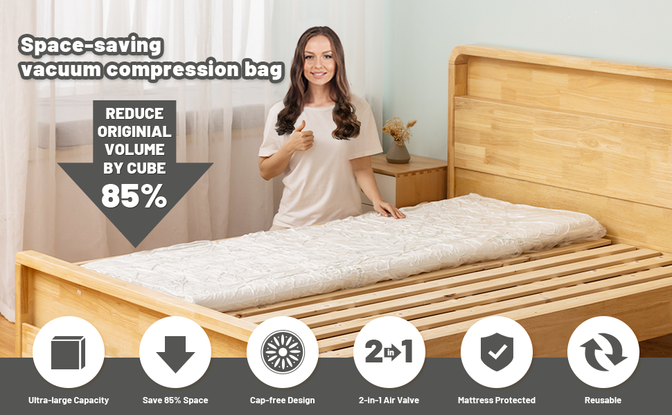 Mattress Vacuum Storage Bag for Moving and Returns, Mattress Sealable