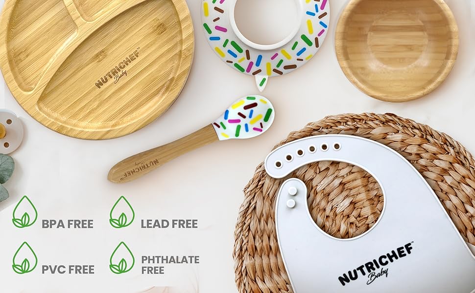 Round Bamboo Baby Plate;Wooden Toddler Plate;Stay Put Feeding;BPA-Free