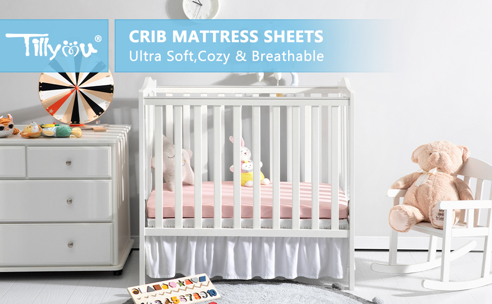 TILLYOU Mini Crib Fitted Sheets Soft Knit Sheet for Pack