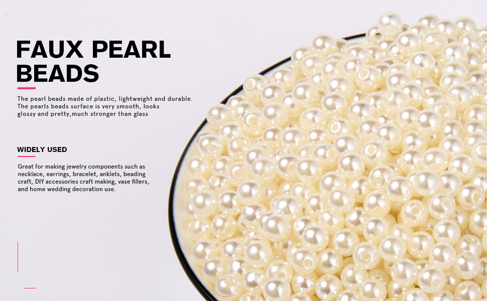 [3500 PCS] Pearl Beads, 5MM Round Pearl Beads Craft Loose