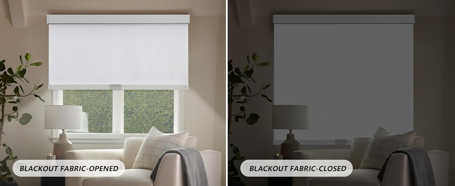 SUNOFF 100% Blackout Roller Shades Free-Stop with Valance
