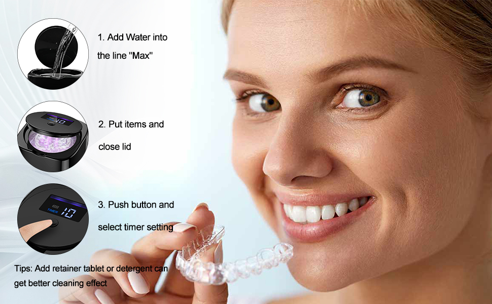 Ultrasonic Retainer Cleaner, Cordless UV Retainer Cleaner