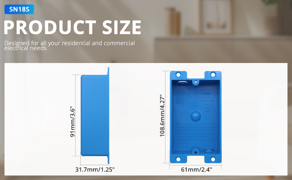 YQXIUTE 1-Gang Old Work Shallow Outlet Box, Blue PVC Plastic