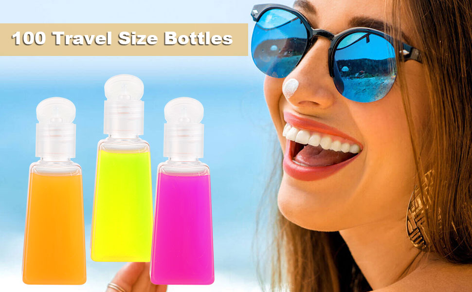 100PCS Travel Size Bottles 1oz Plastic Mini Bottles 30 ml