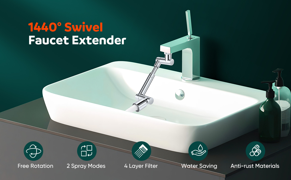 2Pcs Faucet Extender, Universal 360°+1080° Swivel Faucet Extender