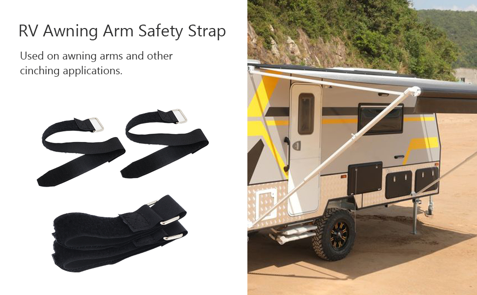 scottchenPro Black RV Awning Arm Safety Strap 12" Awning