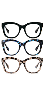 Reading Glasses for Women 4 Pack Oversized Ladies Blue Light Blocking Computer Reader