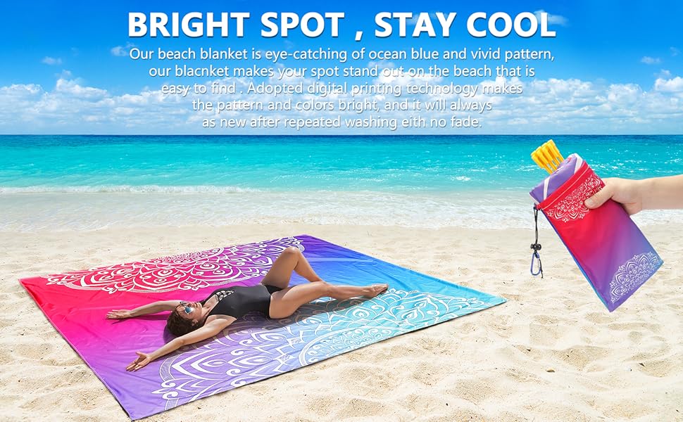 WIWIGO Beach Blanket Sandproof Extra Large Beach Mat Adults