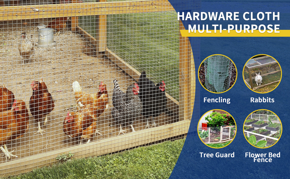 Hardware Cloth 1/2 inch 48 x 100 Ft Mesh 19 Gauge Square Galvanized Chicken Wire Fencing Rabbit