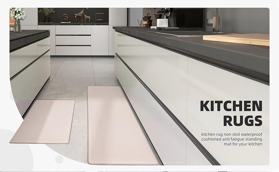 Color G Anti Fatigue Kitchen Mat Waterproof, PVC Kitchen Rugs Non Slip