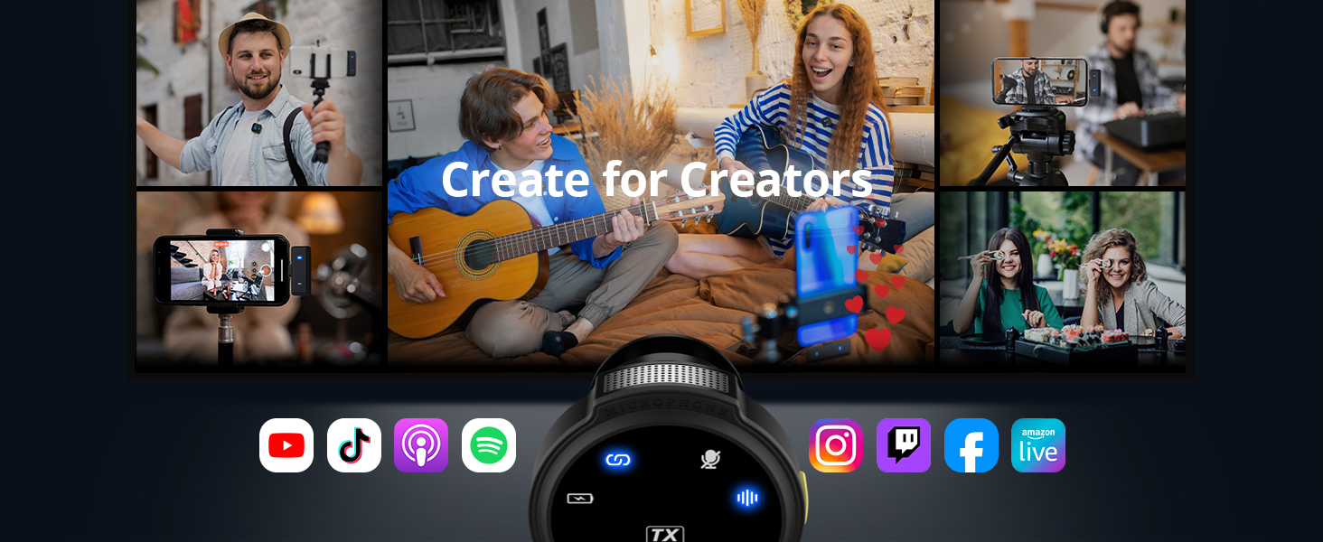 Wireless Lavalier Microphone for iPhone, Android