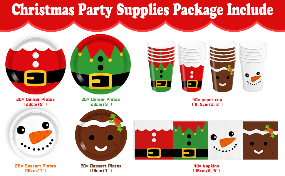 AGoooodySet 160pcs Christmas Paper Plates Napkins Christmas