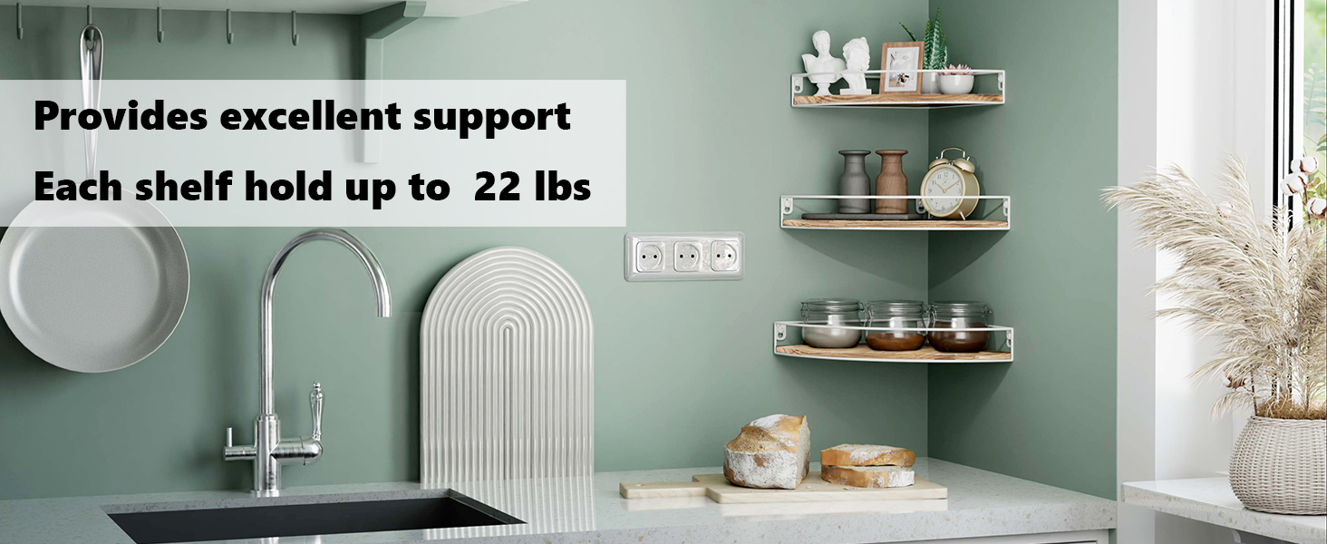 YXDXF Corner Floating Shelves, Corner Wall Shelf with Cable