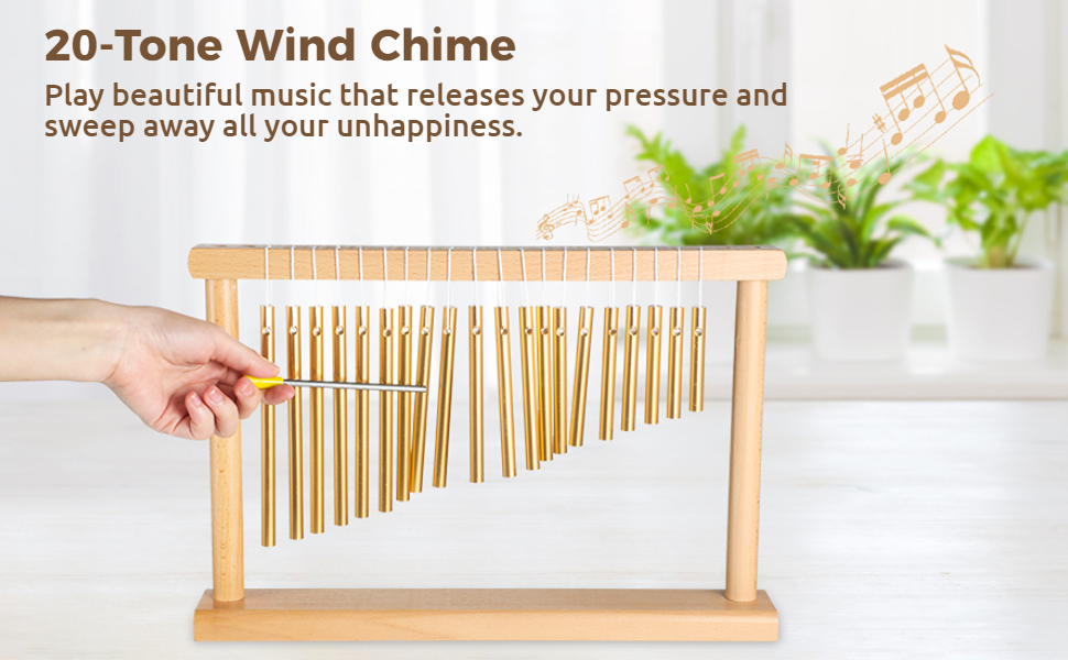 20 Bars Chime Singlerow Table Top Wind Chime 15.7×10.6