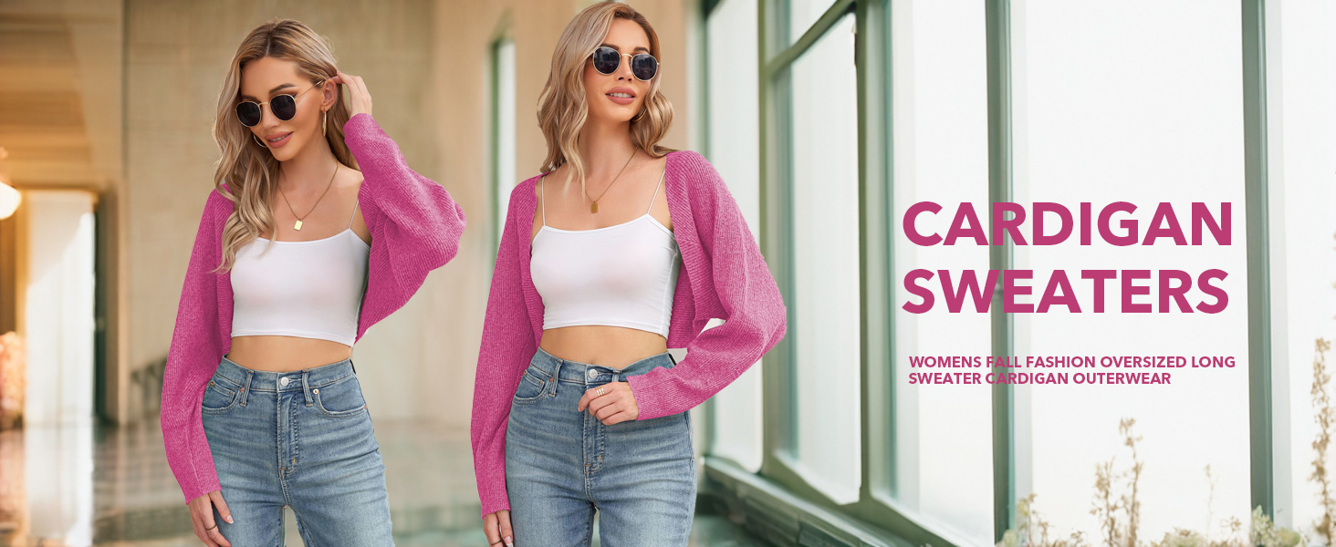 Women Long Sleeve Cropped Cardigans Sweater Shrugs