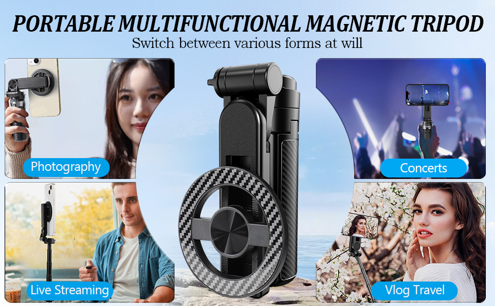 Foldable Strong Magnetic Mobile Phone Selfie Stick, Easy To Install And Carry