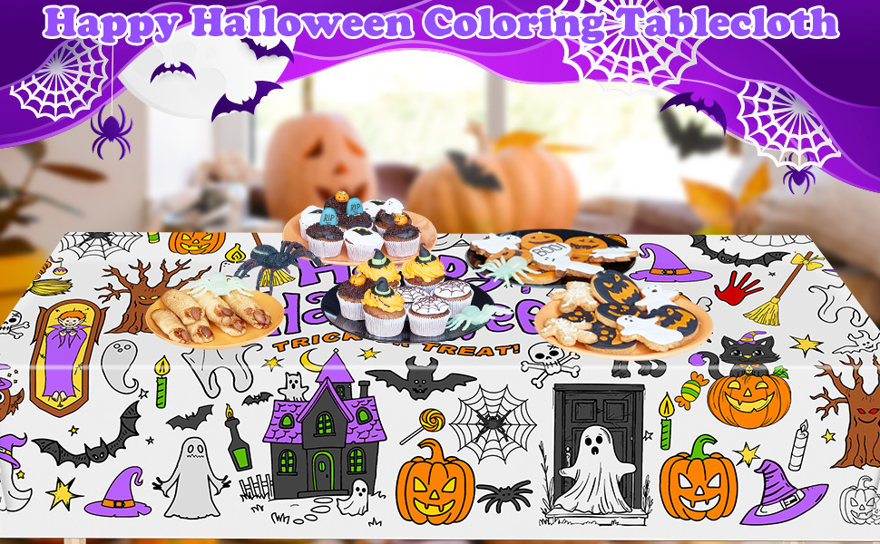 Halloween Giant Coloring Poster Tablecloth Halloween Crafts for Kids Jumbo Paper